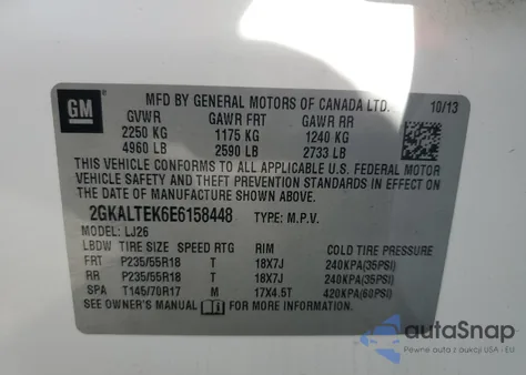 2014 GMC Terrain Slt из США, поврежденный, VIN 2GKALTEK6E6158448